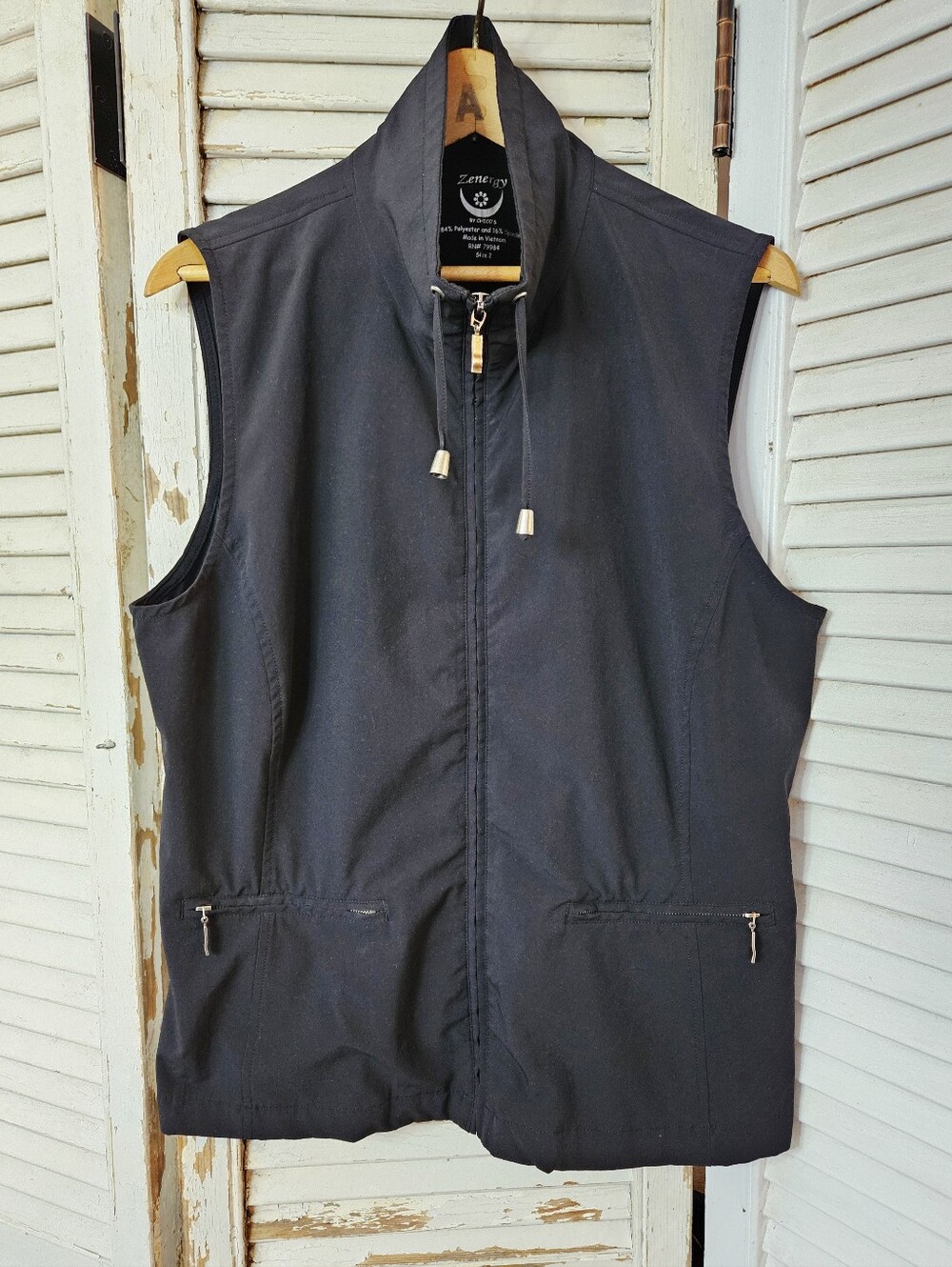 Zenergy By Chico's Water Resistant Outdoor Utility Vest Black Size 2/Large